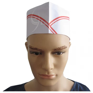Disposable Paper Chef Cooking Hat (Red Double Strip)