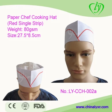 Einweg-Papier Chef Cooking Hat (Red Einzel-Streifen)