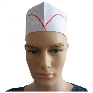 Einweg-Papier Chef Cooking Hat (Red Einzel-Streifen)