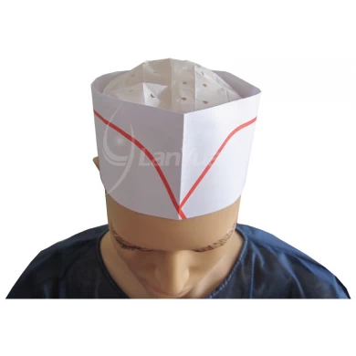 Einweg-Papier Chef Cooking Hat (Red Einzel-Streifen)