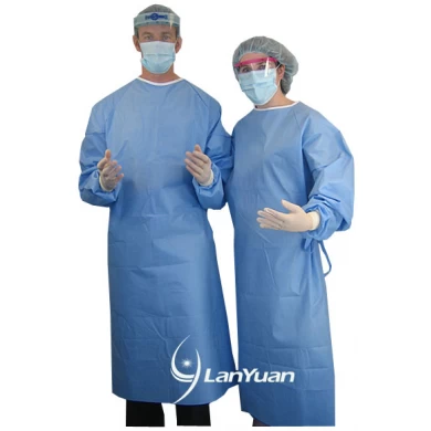 Disposable SMS SMMS surgical gown with knitted cuffs