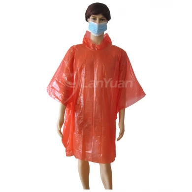 Emergency Disposable Red Rain Poncho with Hood