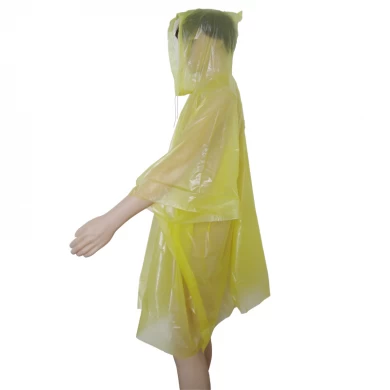 Fashionable Yellow Plastic Raincoat for Outdoor Activities