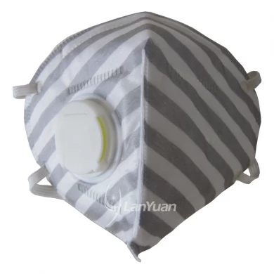 Gray and White Stripes Nonwoven Face Mask with Valve