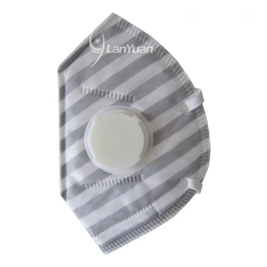 Gray and White Stripes Nonwoven Face Mask with Valve