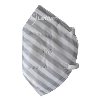 Gray and White Stripes Nonwoven Face Mask with Valve