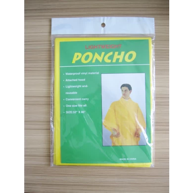 Hooded Yellow PEVA Raincoat With String