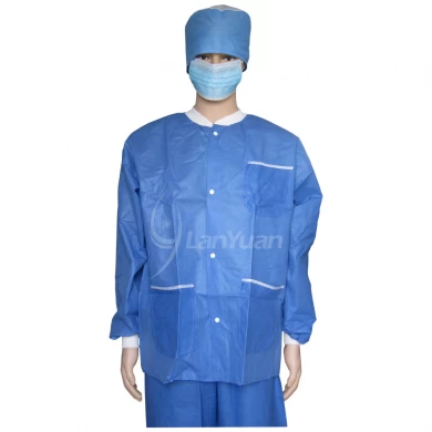 Lab Coat Disposable nonwove With Knitted Cuffs and Collar