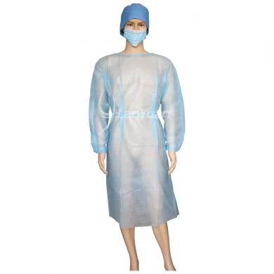 Light Blue PP+PE Isolation Gown With Elastic Cuffs