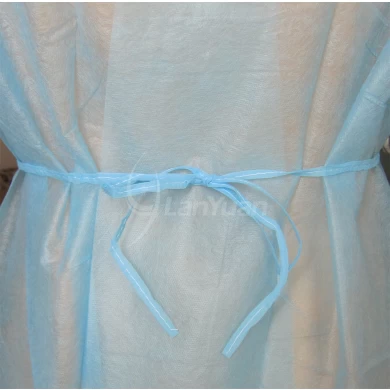 Light Blue PP+PE Isolation Gown With Elastic Cuffs