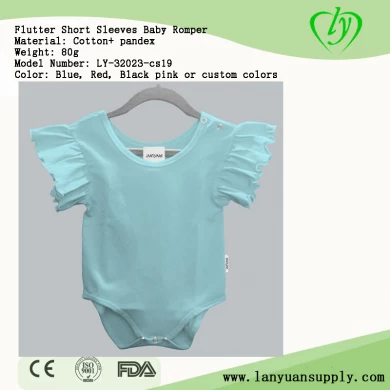 Manufacturer Cotton Flutter Short Sleeves Baby Romper