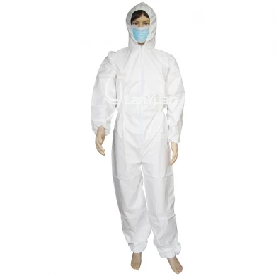 Microporous White Disposable Coverall With Elastic Cuffs and Hood