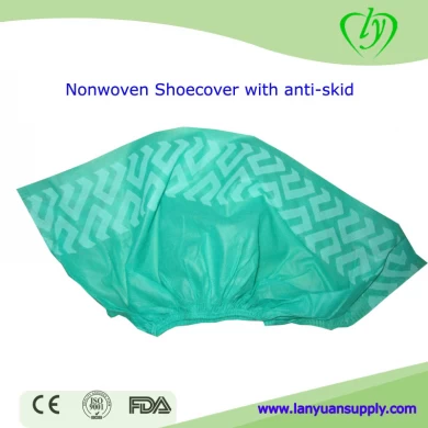 Non tissé jetable hôpital médical shoecover anti-dérapant en couleur verte