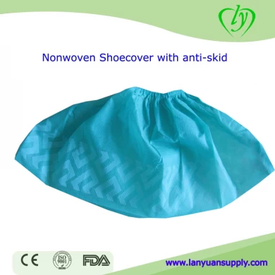 Non tissé jetable hôpital médical shoecover anti-dérapant en couleur verte