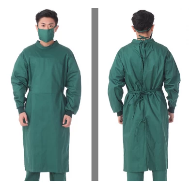 OEM Wholesale 100% Cotton Reusable Reinforced Medical Surgical Gown