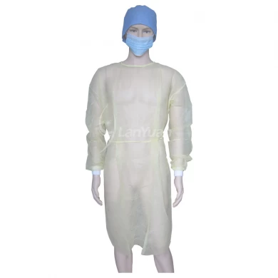 PP Yellow Isolation Gown With Knitted Cuffs