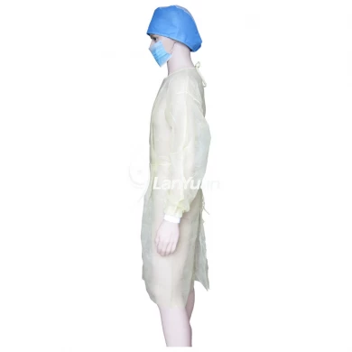 PP Yellow Isolation Gown With Knitted Cuffs