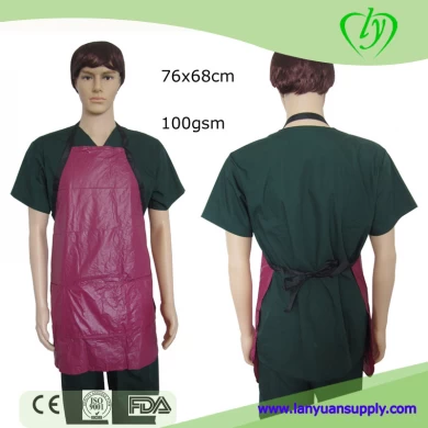PVC Kitchen Cooking Apron with 3 Pockets in Red or Black Color