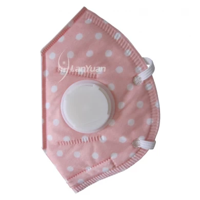 Peach Nonwoven Face Mask with White Dots Pattern and Valve