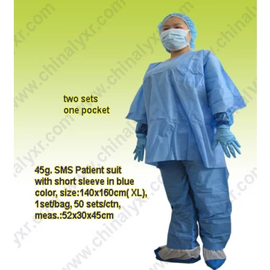 SMS Patient Suit with Short Sleeve in Blue