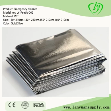 Silver PET Portable Emergency Blanket