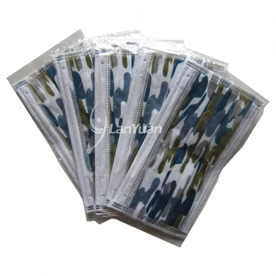 Single Piece Package Camouflage Color Ear Loop Nonwoven Face Mask