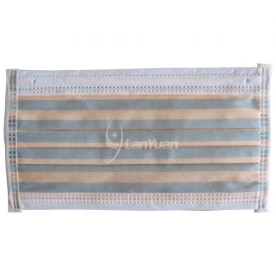 Single Piece Package Ear Loop Nonwoven Face Mask With Army Green and Orange Stripes