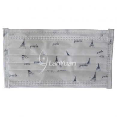 Single Piece Package White Nonwoven Face Mask with Towers Pattern