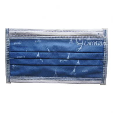 Single-piece Package Dark Blue Nonwoven Face Mask With Towers Patter