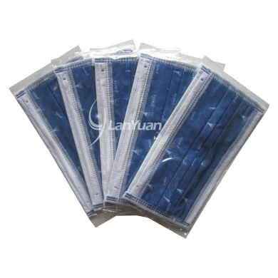 Single-piece Package Dark Blue Nonwoven Face Mask With Towers Pattern