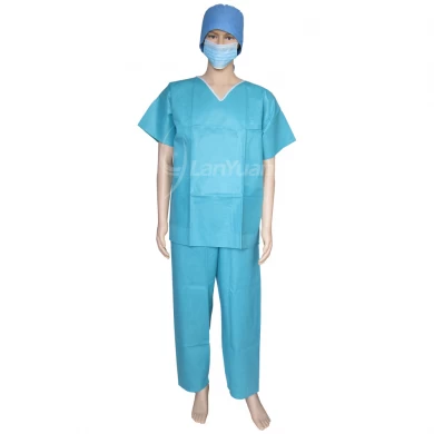 Soft-SMS mit V-Kragen Grüne Scrub Uniform mit 3 Taschen