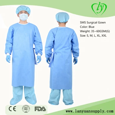Sterile Standard SMS SMMS Medical Surgical Gown with Knit Cuff