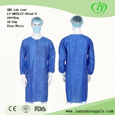 Supplier Disposable Medical Gown PP Nonwoven Lab Coat with Knitted Cuff