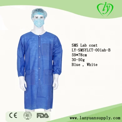 Supplier Disposable Medical Gown PP Nonwoven Lab Coat with Knitted Cuff