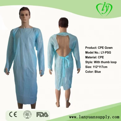 Supply Disposable CPE Gown With Thumb Loop