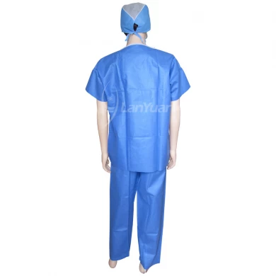 V-collar Hospital Disposable SMS Scrub Suit