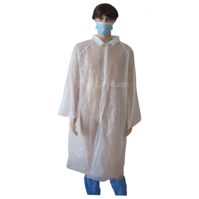 White 3-button disposable plastic collar visitor coat