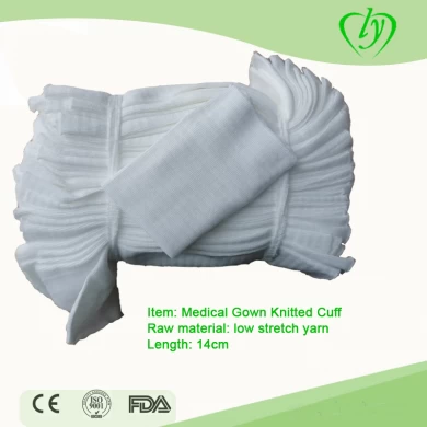 White Knit Cuff Disposable for Isolation Gown