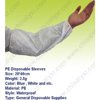 Protecteur de bras à manches jetables en polyéthylène blanc