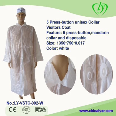 White Visitor coat Disposable Plastic Collar