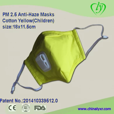 Máscara de cara de algodón anti-contaminación reutilizable amarilla