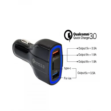 3 USB -PD -Auto -Ladegerät QC 3.0 Schnellladeadapter Mini USB Dual Car Ladegerät