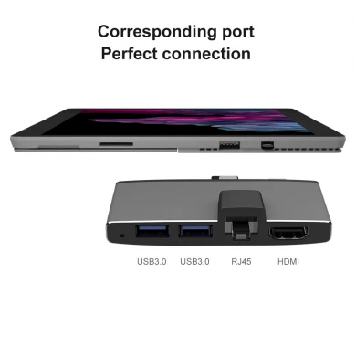 6 in 1 USB Hub Docking with Ethernet And USB Ports For Surface Pro Via USB3.0 & Mini DP Double Interface