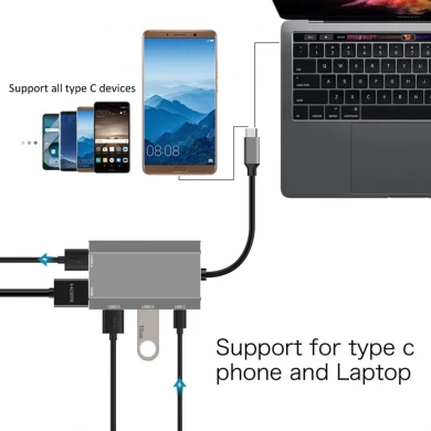E-Sun 5 in 1 Type C USB C Hub Docking Adapter to 3.0 USB 4K UHD HUB For Type C Laptop