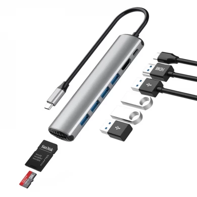 E-Sun Adattatore di aggancio per hub USB C tipo C 8 in 1 a lettore di schede USB 3.0 HUB UHD 4K per laptop