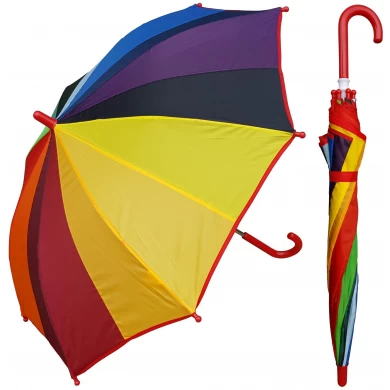 Paraguas promocional de la sombra de los niños de la manija plástica del color del arco iris de 15 pulgadas
