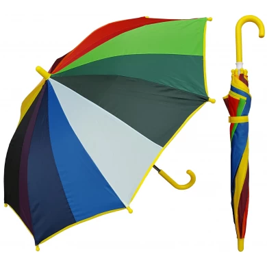 15寸彩虹色塑料手柄促销儿童遮阳伞