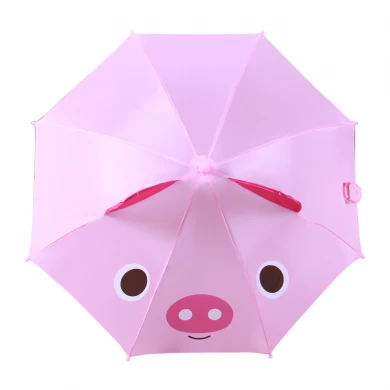 Paraguas de color rosa a prueba de viento para niños, a prueba de viento, de metal, de 17 ’* 8k, con zinc abierto