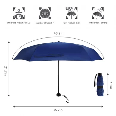 2019 promotionnel 19 "parapluie de voyage pliant avec mini boîtier, manuel compact léger 6k