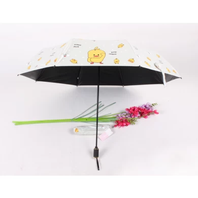 2020 Hot sale high quality custom pongee fabric 3fold umbrella promotional rain umbrella manual open